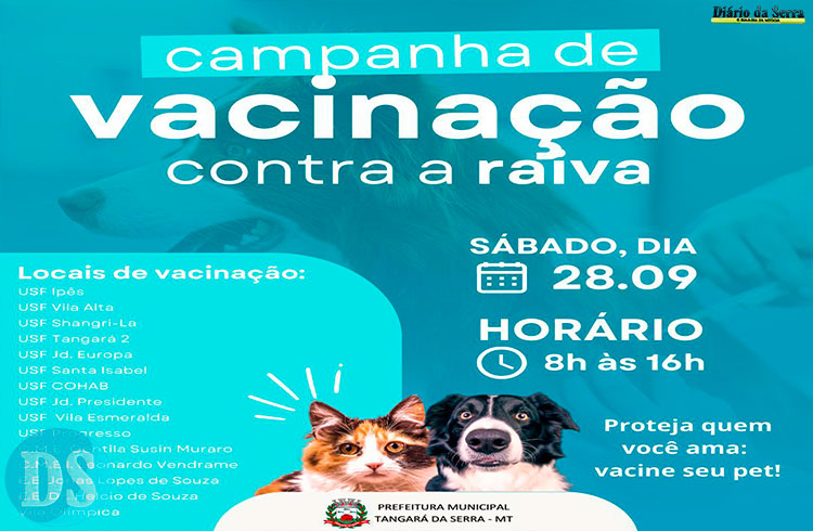 Animais a acima de três meses podem receber a vacina