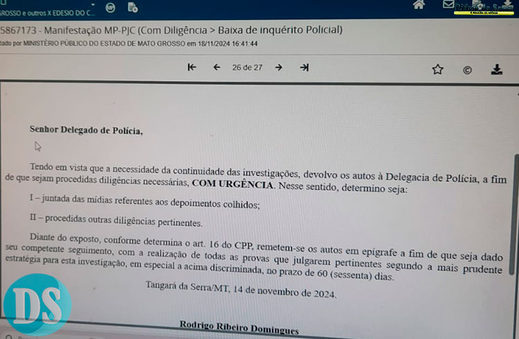 Diligências solicitadas com urgência