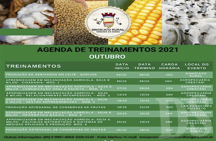 Com apoio da iniciativa privada, Senar e Sindicato Rural oferecem nove capacitações em outubro