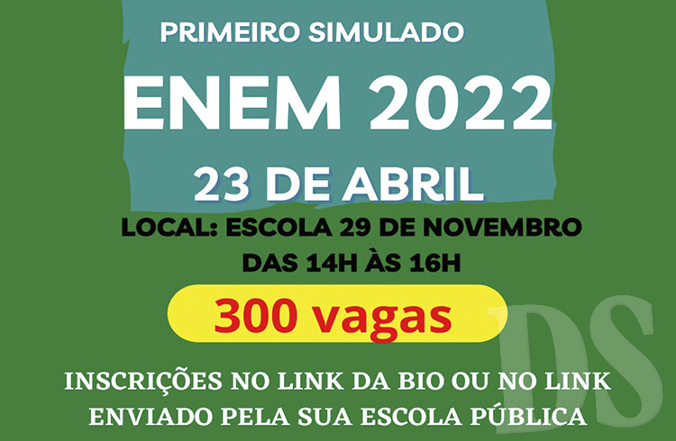 TANGARÁ DA SERRA - Abertas inscrições para Simulado Enem 2022 para alunos de escolas públicas