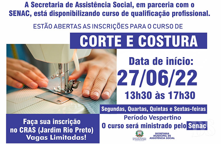 TANGARÁ DA SERRA – Abertas inscrições para curso de corte e costura