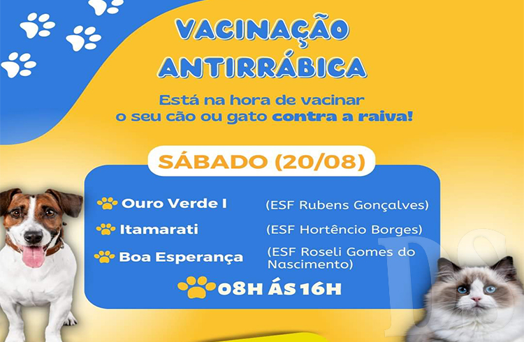 NOVA OLÍMPIA - Vacinação para cães e gatos acontece neste sábado no Boa Esperança e Itamarati