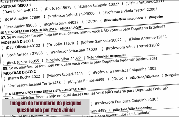 ELEIÇÕES 2022 – Reck Junior reclama na Justiça e consegue decisão para impedir divulgação de resultado da pesquisa DS