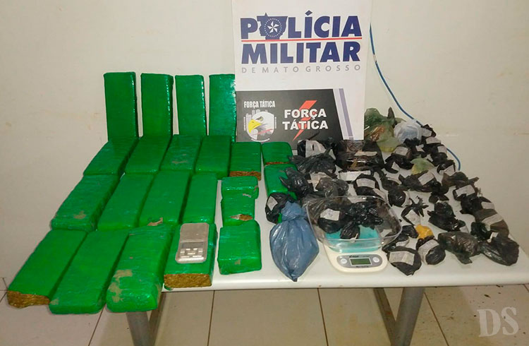 TANGARÁ DA SERRA – Força Tática e Inteligência fecham depósito na Vila Horizonte e apreendem mais de 13 quilos de drogas