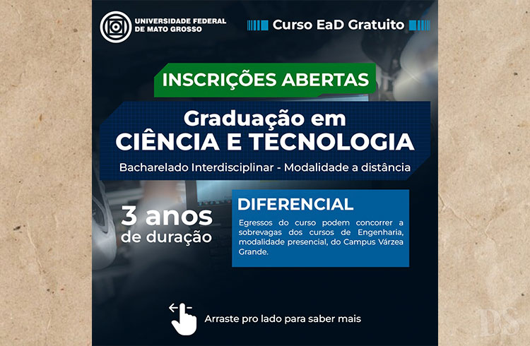 GRATUITO – Inscrição para curso de Graduação encerra nesta quarta-feira