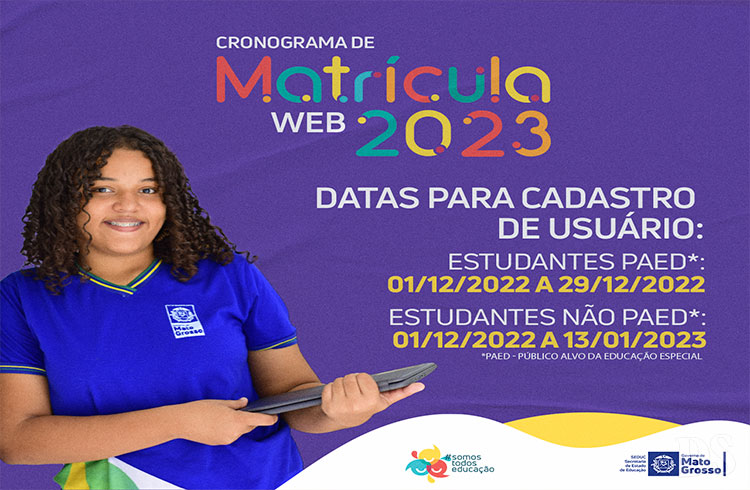 TODO ESTADO – Rede estadual de educação inicia cadastro para Matrícula Web