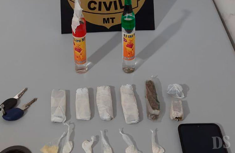 VILA HORIZONTE – Polícia Civil prende DJ com lança-perfume, maconha e cocaína em Tangará