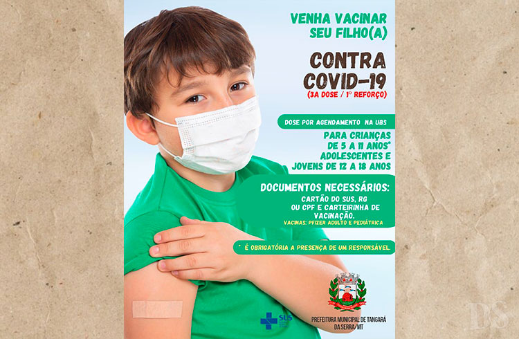 DOSE DE REFORÇO – Crianças de 5 a 11 anos devem receber terceira dose contra Covid