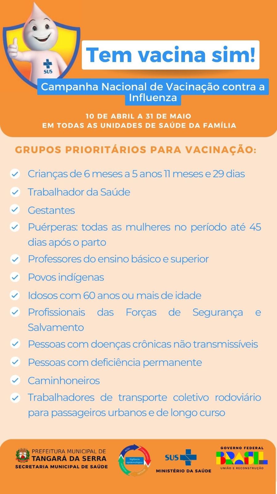 EM TANGARÁ – Com óbito confirmado, Saúde reforça importância da vacinação contra influenza