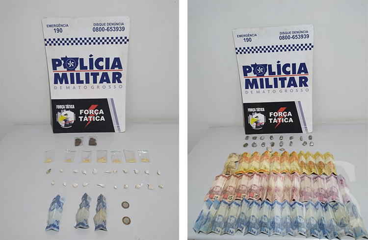 TANGARÁ DA SERRA - Força Tática prende jovens de 18 e 19 anos vendendo drogas em espaços públicos