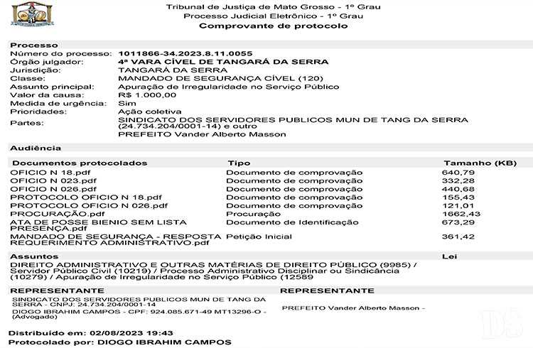 DOCUMENTOS PÚBLICOS – Sindicato aciona justiça para obter informações sobre cargos comissionados