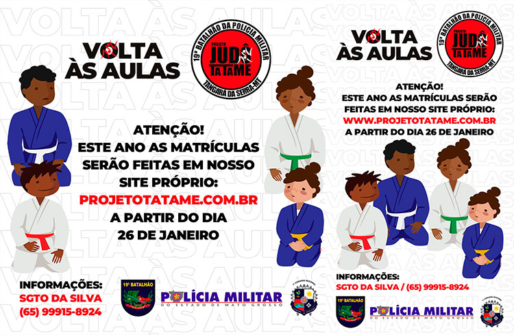 ARTES MARCIAIS – Inscrições para Projeto Tatame da Polícia Militar iniciam dia 26 de janeiro