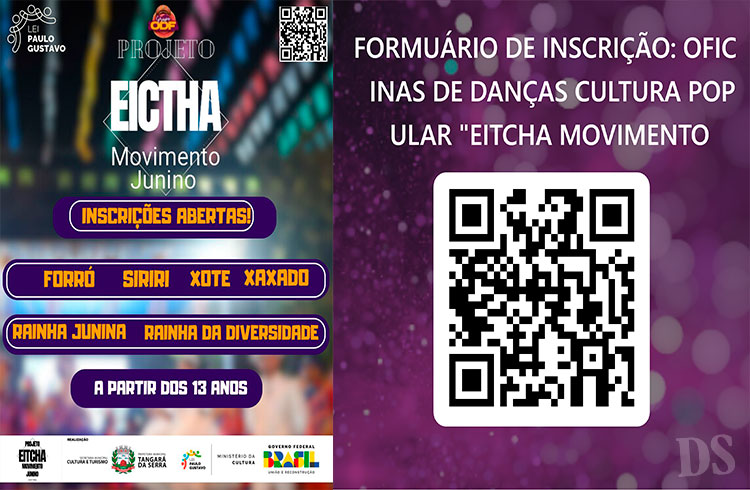 PROJETO ‘EITCHA MOVIMENTO JUNINO’ – Abertas inscrições para Oficinas de Danças Cultura Popular