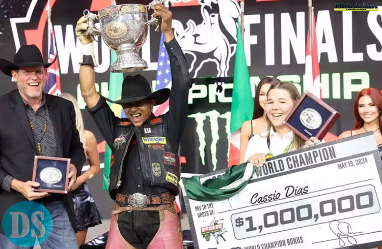 BRASILEIRO – Cássio Dias conquista título mundial de rodeio em touros nos EUA
