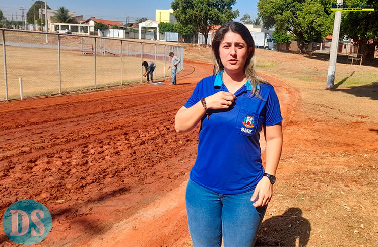 Pista de caminhada da Vila Olímpica está sendo pavimentada