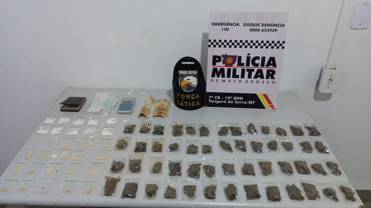 BAIRRO FIGUEIRA - Polícia Militar apreende adolescente com 71 porções de drogas em Tangará da Serra