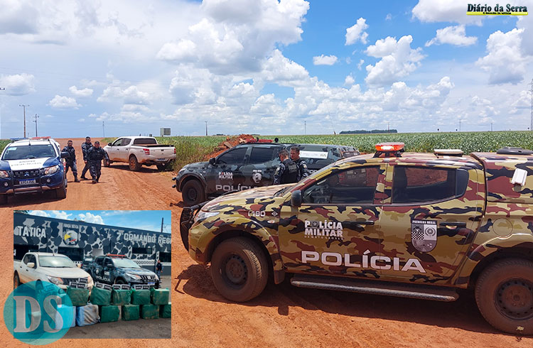 TRÁFICO INTERNACIONAL – Força Tática de Tangará e Patrulha Rural de Campo Novo apreendem 600 quilos de drogas em área rural