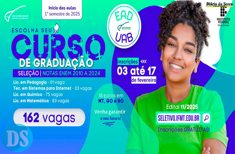 RO, MT e GO – IFMT abre 162 vagas para cursos de graduação a distância em 18 polos