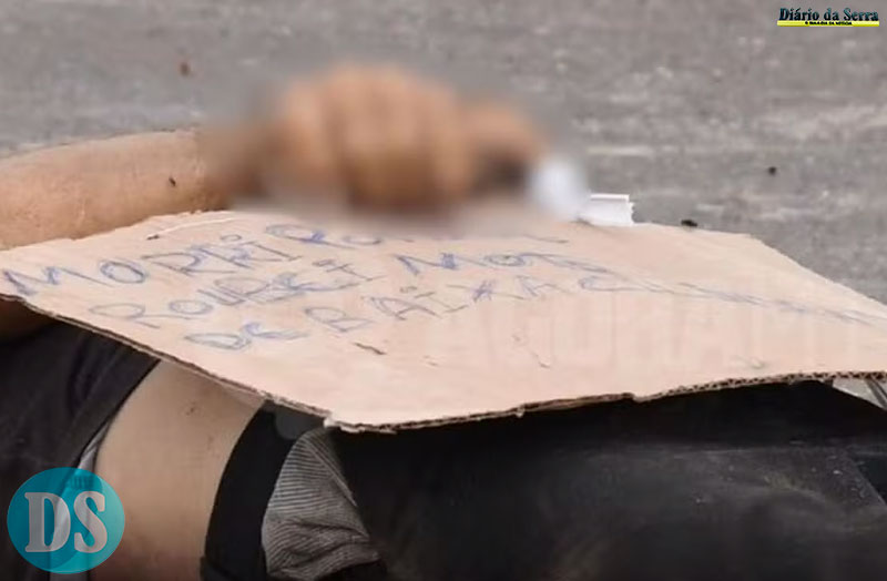 EM RONDONÓPOLIS – Homem é encontrado morto ao lado de cartaz: ‘morri porque roubei moto’
