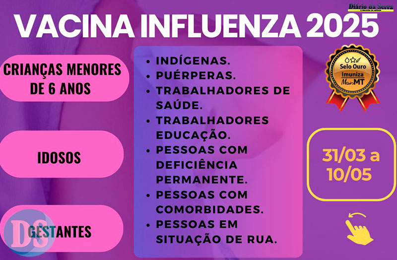 INFLUENZA 2025 - Vacinação contra Influenza inicia nesta segunda para grupo prioritário dos prioritários