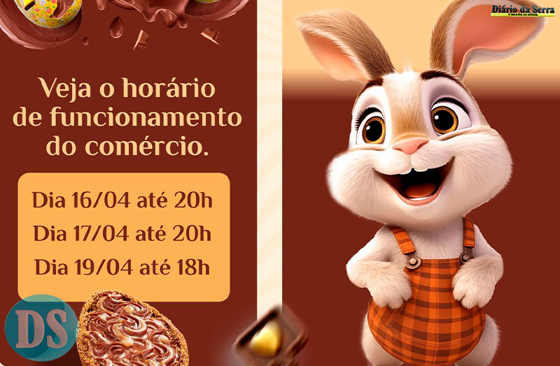 PÁSCOA - Comércio atenderá em horário especial a partir desta quarta-feira