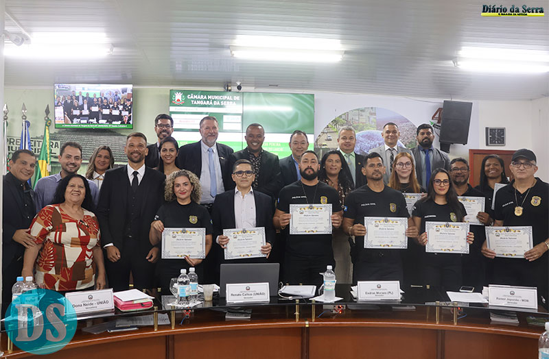 CÂMARA DE TANGARÁ – Equipe da DERF é homenageada com moção de aplausos pelos serviços prestados à segurança pública