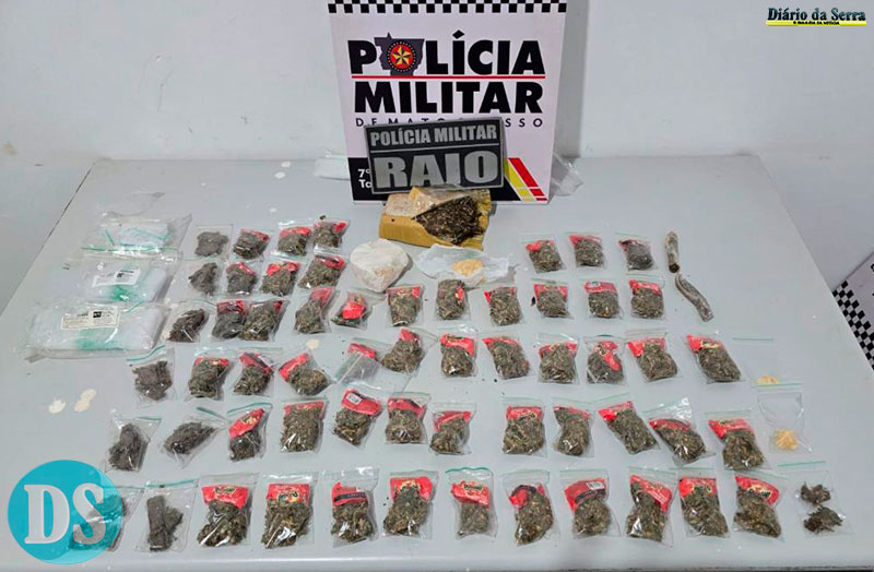 COMBATE AO TRÁFICO – Polícia Militar prende homem com 65 porções de drogas em Tangará da Serra
