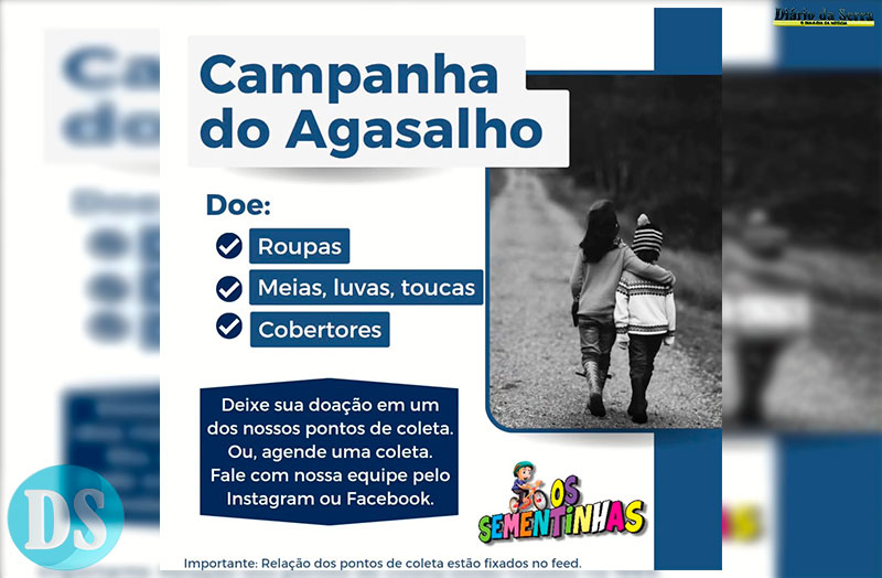 Sementinhas realiza Campanha do Agasalho e solicita ajuda da população