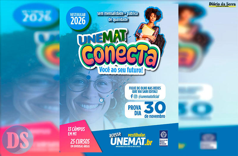 PRIMEIRO SEMESTRE – Inscrições para Vestibular Unemat 2026 iniciam no dia 25 de agosto