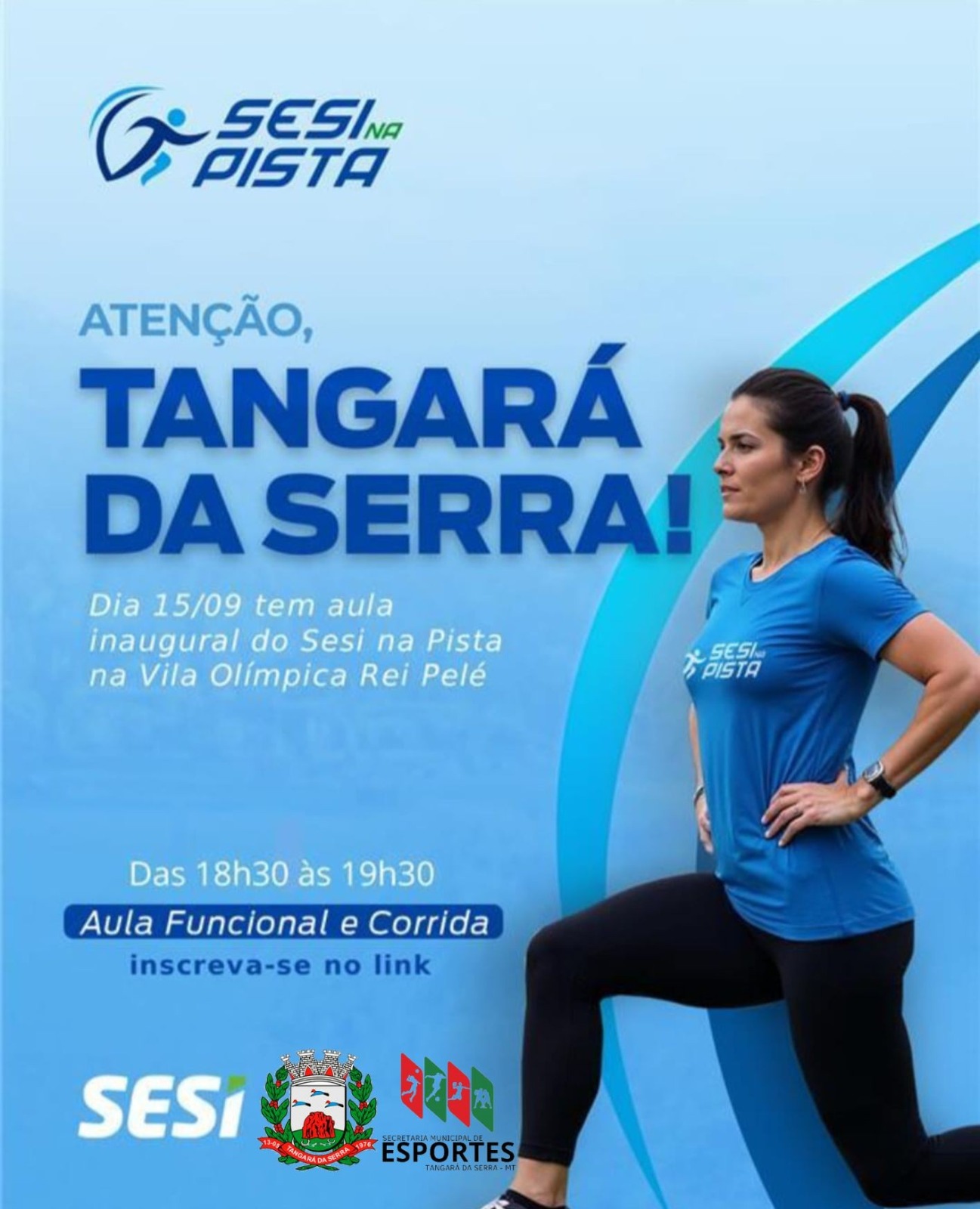 EM TANGARÁ DA SERRA - Sesi na Pista promove atividades físicas gratuitas na Vila Olímpica a partir da próxima semana