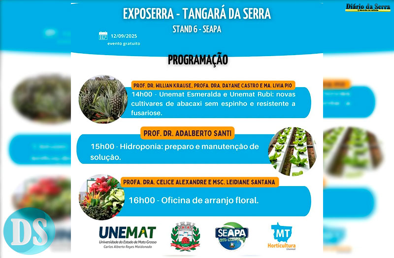 EVENTO ABERTO AO PÚBLICO – Seapa e Unemat promovem programação especial para pequenos agricultores no Parque de Exposições