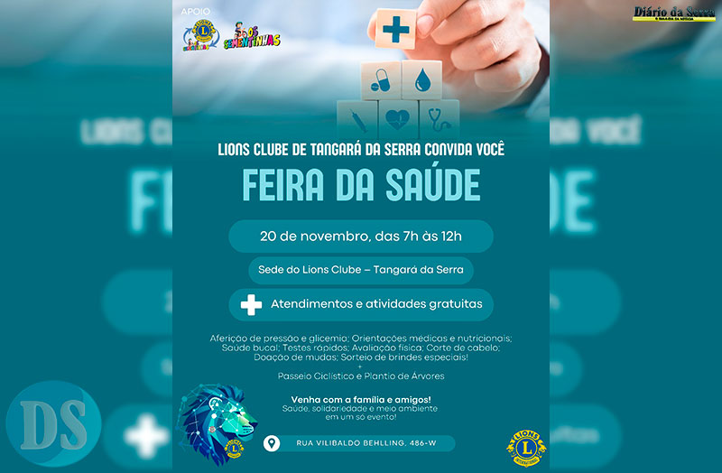 PRÓXIMA SEMANA - Lions promove Feira da Saúde e Passeio Ciclístico com plantio de árvores no feriado do dia 20
