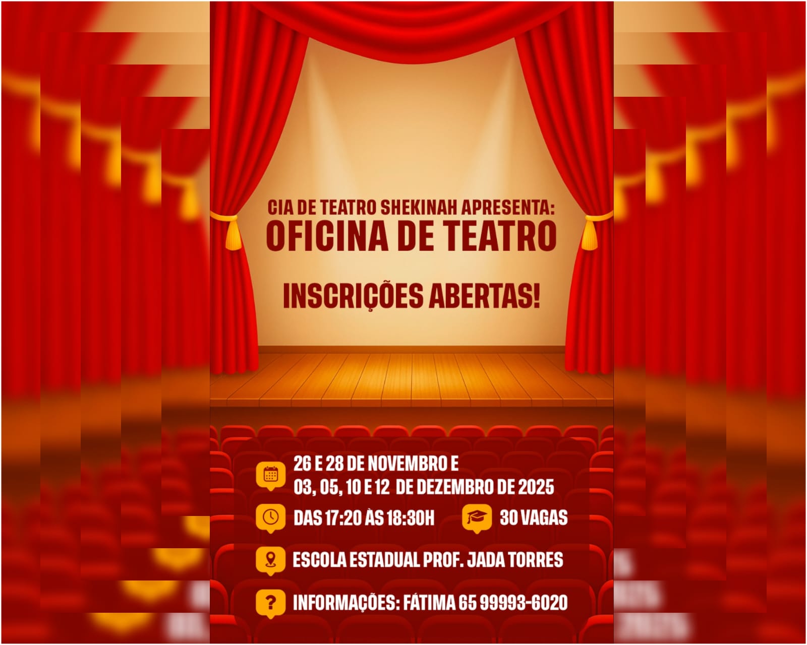 Cia de Teatro Shekinah abre inscrições para Oficina de Teatro destinada a jovens de 12 a 16 anos