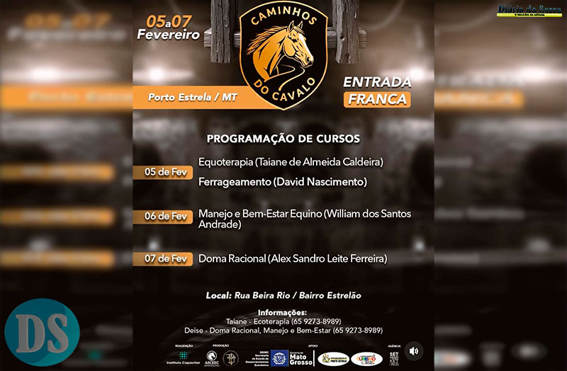 A PARTIR DESTA QUINTA-FEIRA – Projeto Caminhos do Cavalo leva cursos gratuitos e programação cultural a Porto Estrela