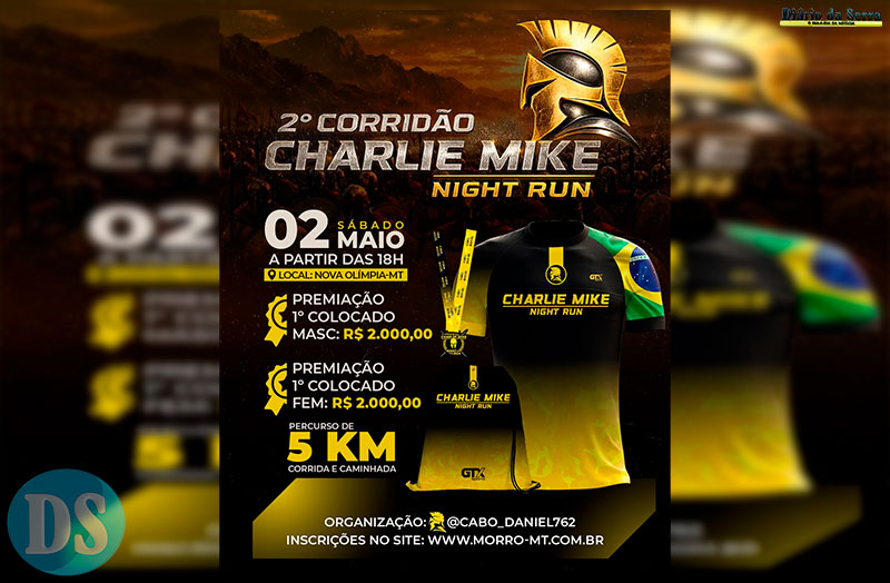 Nova Olímpia celebra 40 anos com 2º Corridão Noturno Charlie Mike Night Run