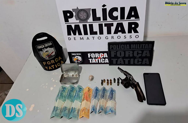 APÓS DENÚNCIA – Força Tática prende faccionado por porte ilegal de arma de fogo em Tangará da Serra