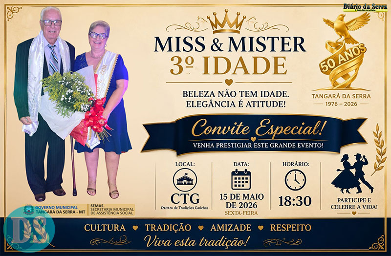 Baile da 3ª Idade escolhe Miss e Mister de Tangará da Serra nesta sexta