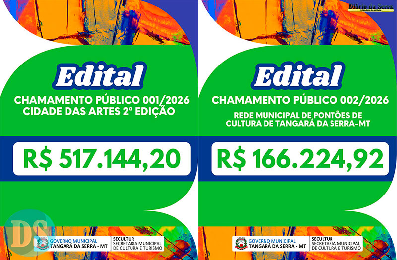 ALDIR BLANC – Tangará da Serra lança editais da PNAB e disponibiliza mais de R$ 738 mil para cultura