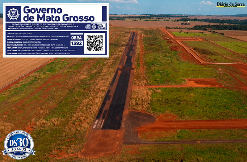 JOAQUIM ADERALDO DE SOUZA – Aeroporto de Tangará passa por recapeamento da pista, construção de nova taxiway e ampliação do pátio