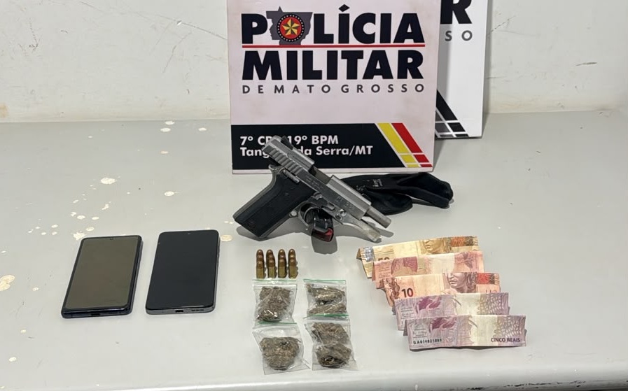 Suspeitos de tentativa de homicídio são apreendidos com arma, drogas e moto roubada em Tangará da Serra