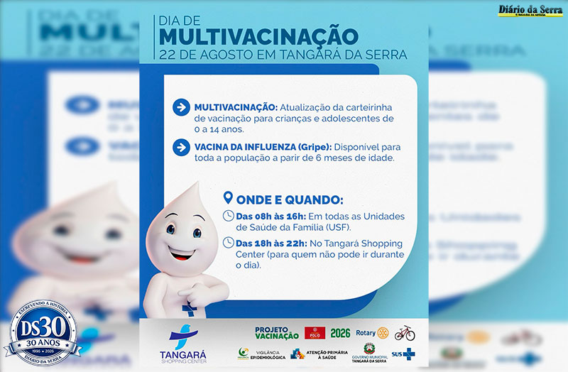 CRIANÇAS E ADOLESCENTES - Tangará da Serra terá  Dia D da Multivacinação neste sábado