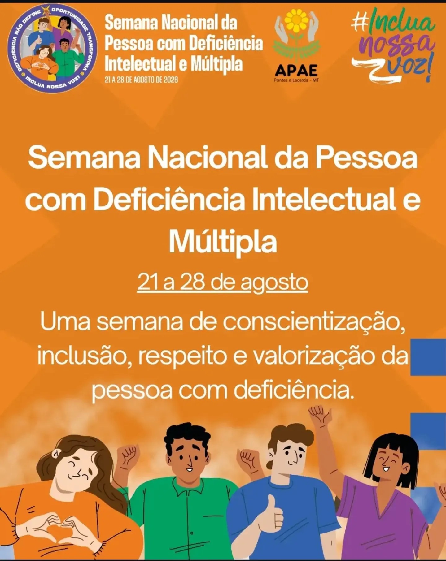 A PARTIR DESTA SEXTA-FEIRA - Semana Nacional da Pessoa com Deficiência terá programação especial em Tangará da Serra