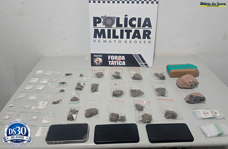 NO CENTRO DE TANGARÁ – Força Tática apreende drogas e prende suspeita por tráfico