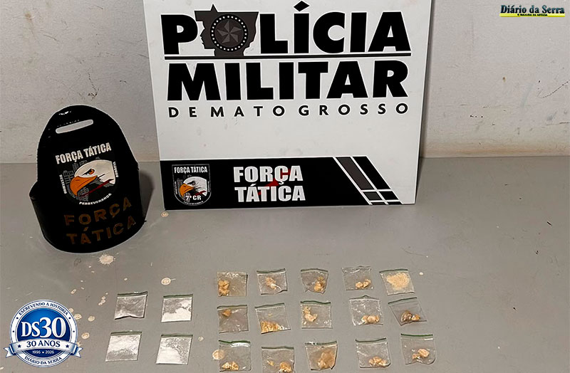 EM TANGARÁ DA SERRA - PM apreende cocaína e pasta base durante  abordagem no Residencial Paris