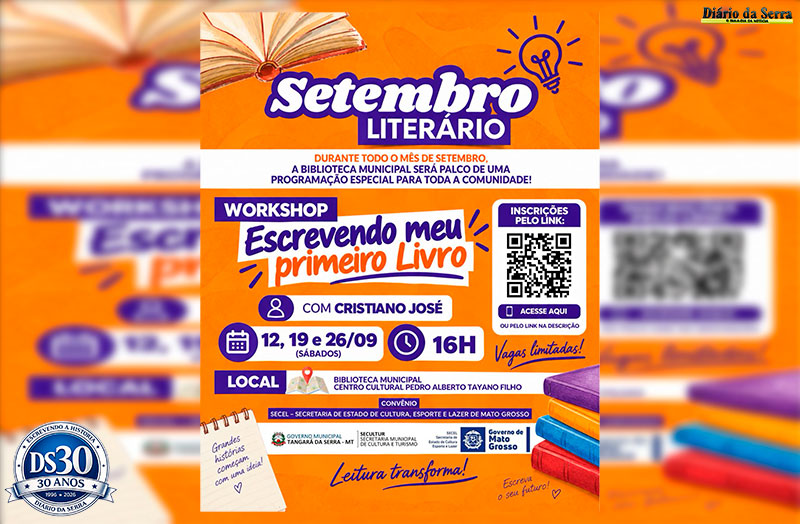 EM TANGARÁ DA SERRA - Setembro Literário promove programação cultural na Biblioteca Pública durante todo o mês