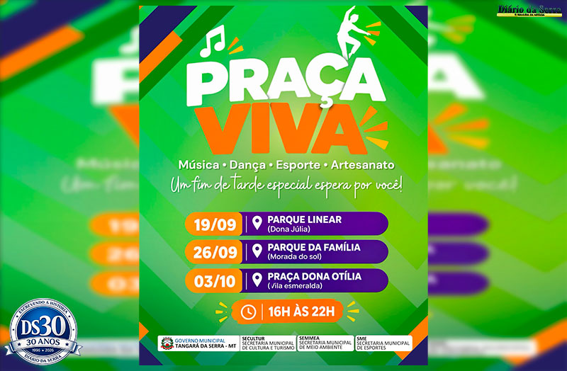 PARQUE LINEAR MANOEL FERREIRA DE ANDRADE - Projeto Praça Viva acontece nesta sexta-feira no Dona Júlia