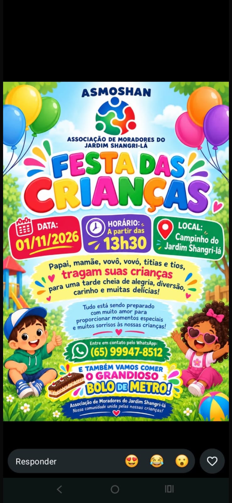 Festa das Crianças do Shangri-lá terá bolo de mais de 200 quilos e diversas atrações