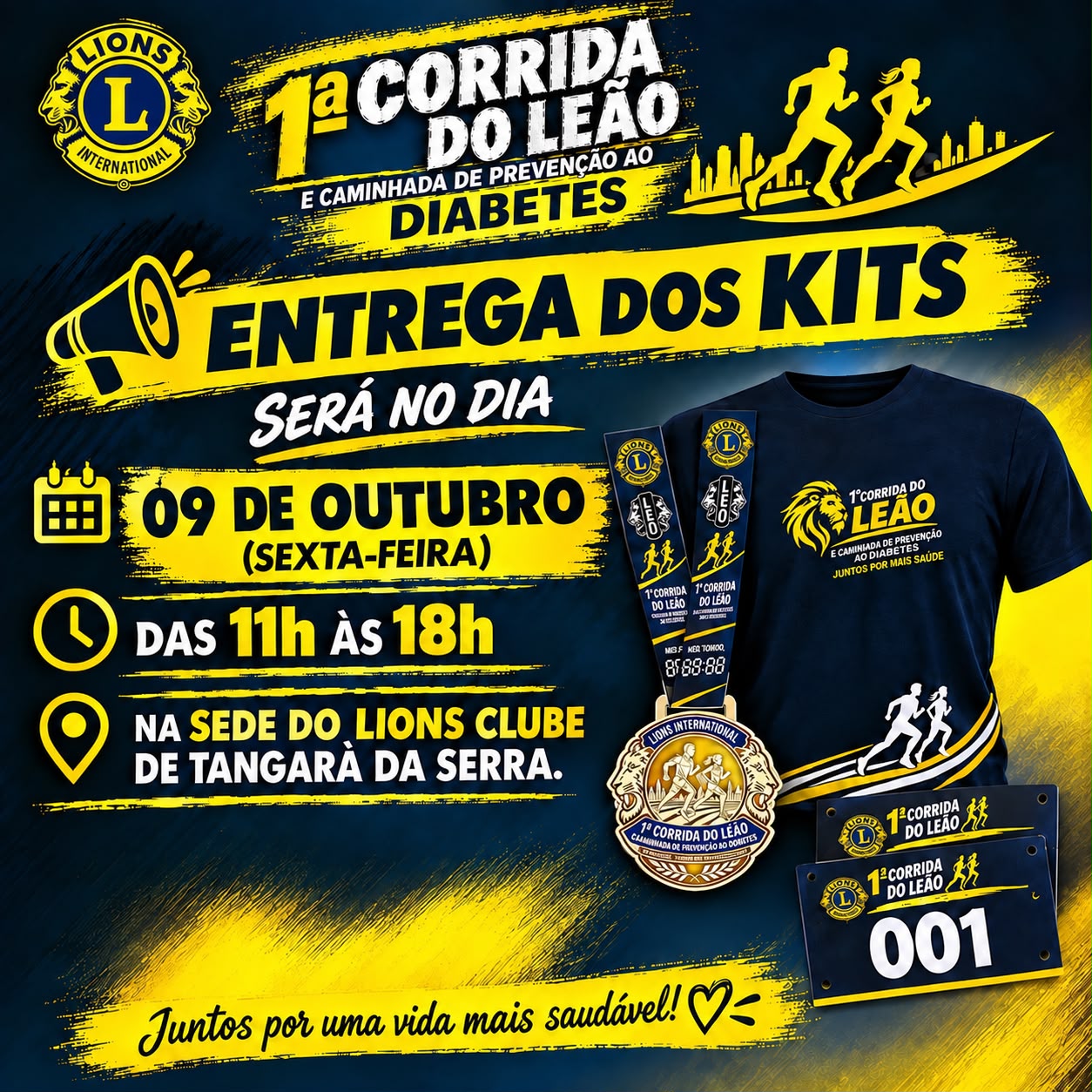 1ª Corrida do Leão e Caminhada de Prevenção ao Diabetes acontece neste sábado em Tangará