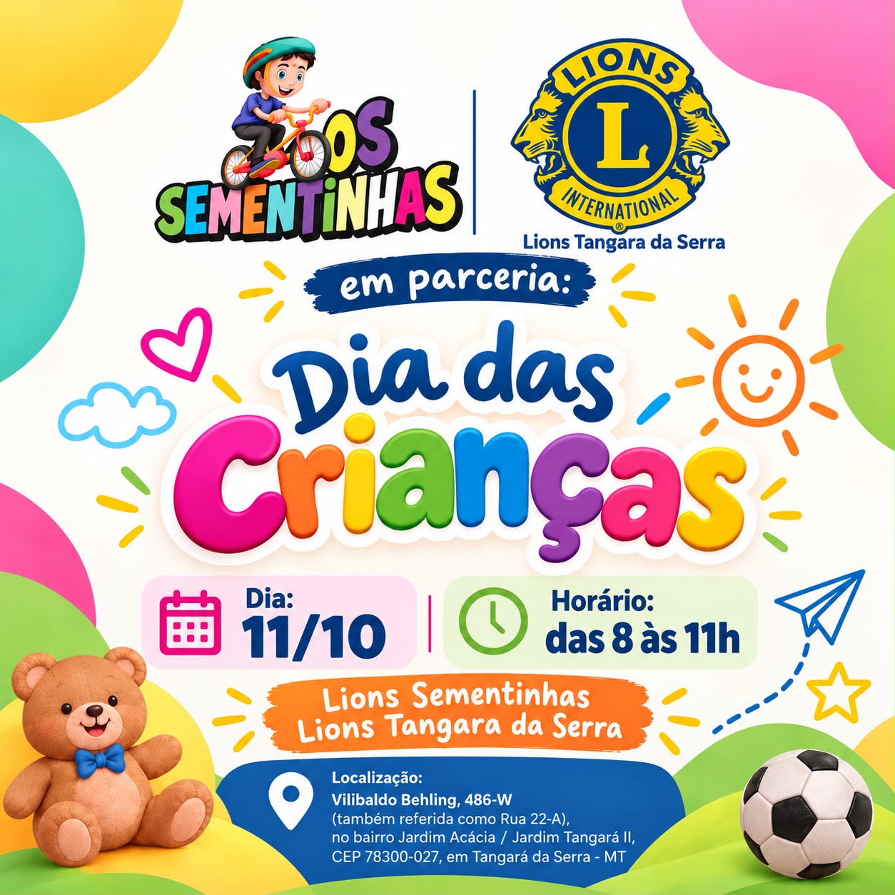 Lions Clubes prepara manhã de brincadeiras para celebrar o Dia das Crianças