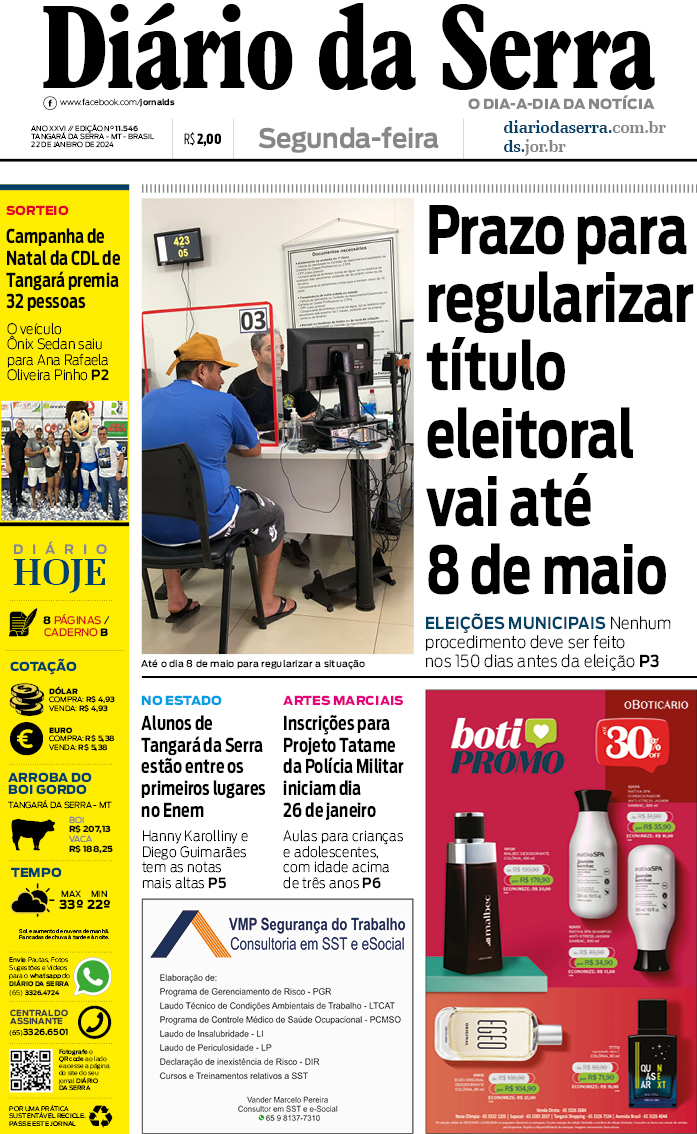 Edição impressa de 22/01/2024